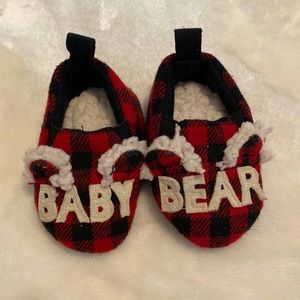 Target plaid baby bear slippers